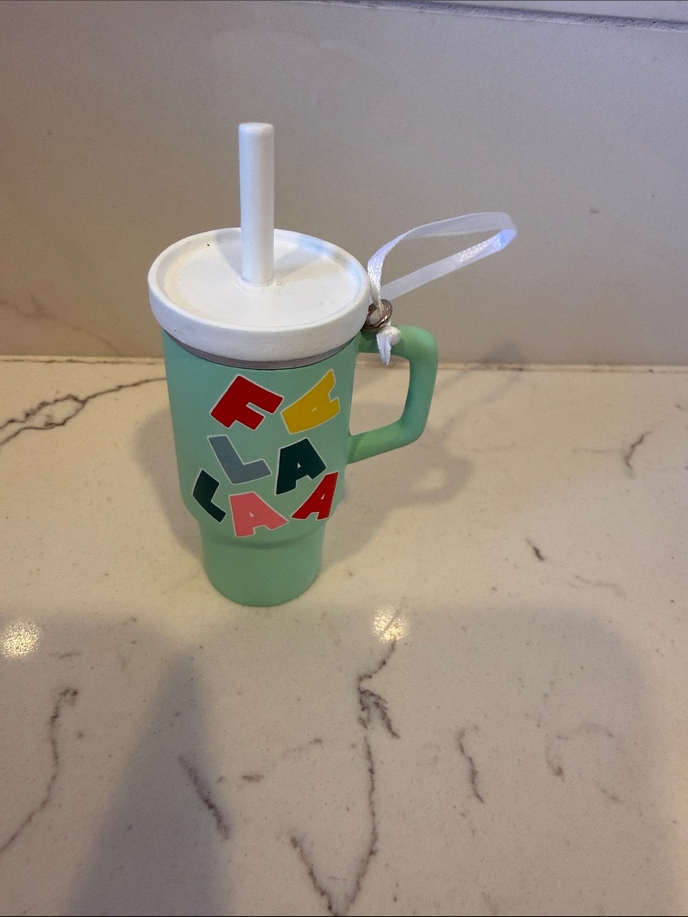 Mint Green Novelty Tumbler with Straw and Handle